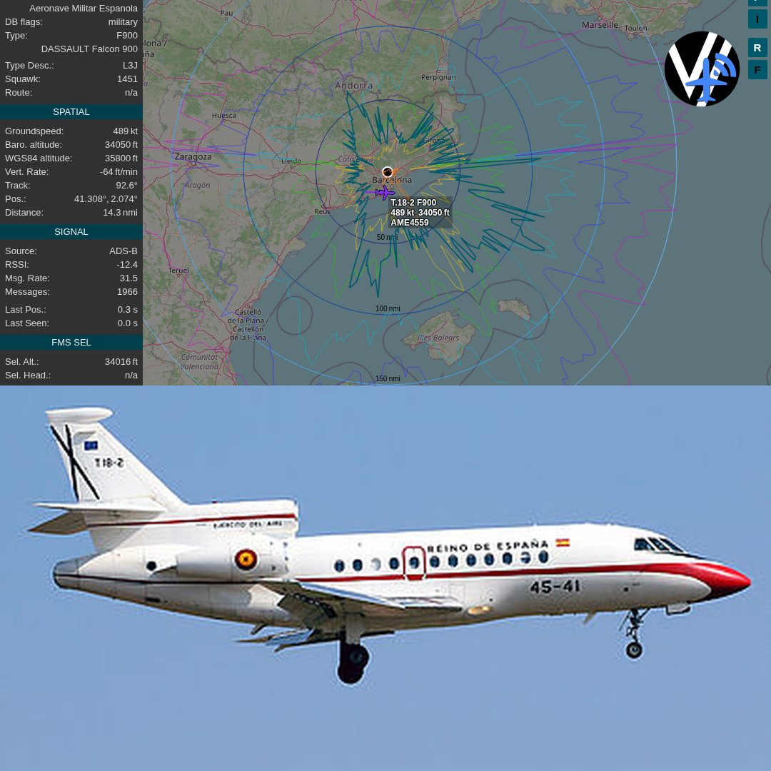 ⚡ Not a civilian flight — military over Barcelona