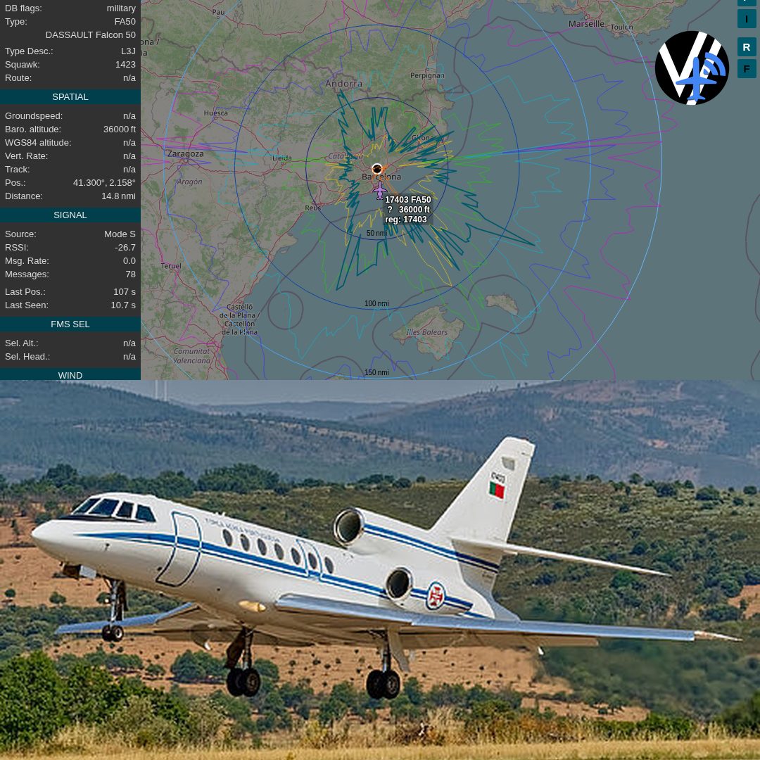 ⚡ Not a civilian flight — military over Barcelona